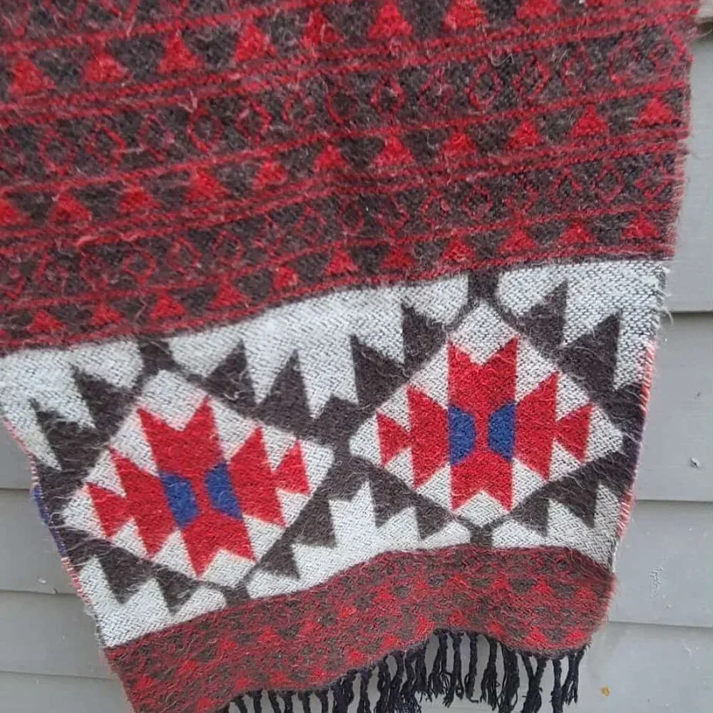 Acrylic Winter Scarf Black Burgundy Gray